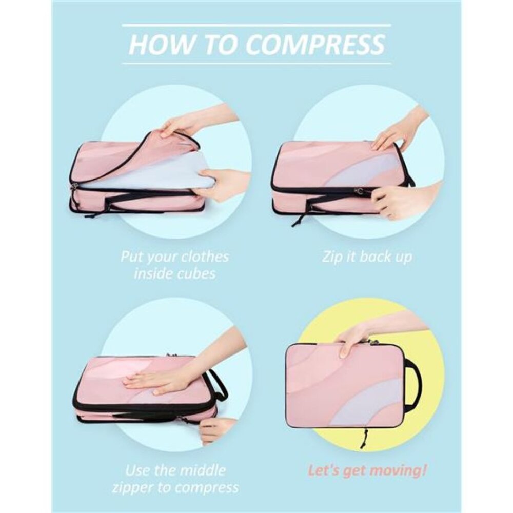 Compression Packing Cubes, 6 Set/4 Set/2 Set Travel Packing Cubes for Carry on - Picture 4 of 7